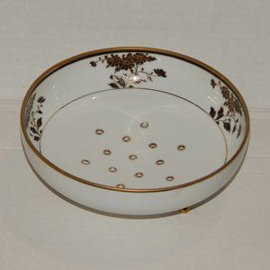 Japanese Nippon Hand Painted Colander Berry Bowl - Black & Gold